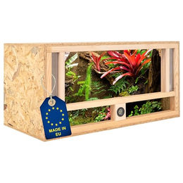 ITA Holz Terrarium 80x40x40 cm aus FSC zertifiziertem OSB-3 Holz mit Frontbelüftung und integriertem Hygrometer für Reptilien, Schlangen und Amphibien – Bild 1 von 6
