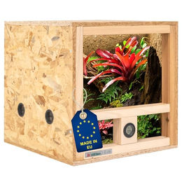 ITA HOME AND GARDEN Mini Holzterrarium 40x40x40 cm aus OSB-3 Platten mit Seitenbelüftung und integriertem Hygrometer für Reptilien, Schlangen und Amphibien FSC Zertifiziert – Bild 1 von 6