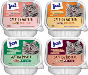 Produktbild von ja! Katzennassfutter Mixpaket Saftige Pastete 32x100g