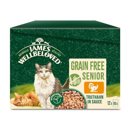 Produktbild von James Wellbeloved Grain Free Senior Cat Hypoallergenic Truthahn - 12 x 85 g