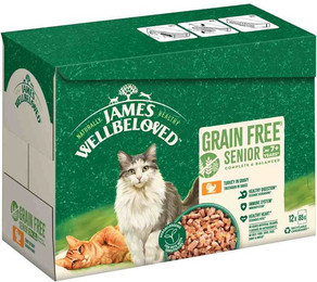 Produktbild von James Wellbeloved Grain Free Senior Cat Hypoallergenic Truthahn - 48 x 85 g