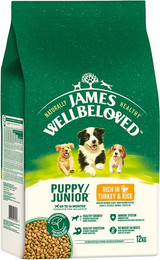 Produktbild von James Wellbeloved Junior Dog Hypoallergenic Truthahn & Reis - 2 x 12 kg