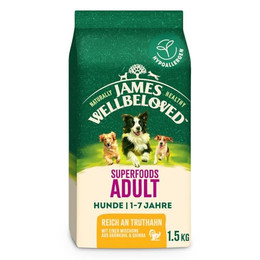 Produktbild von James Wellbeloved Superfoods Adult Dog Hypoallergenic Truthahn mit Grünkohl & Quinoa - 1,5 kg