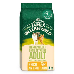 Produktbild von James Wellbeloved Trockenfutter Katze Adult Getreidefrei Truthahn - 3 x 4 kg