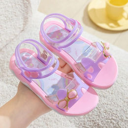 Produktbild von Jelly Color Mädchen Sandalen Student Koreanische Prinzessin Schuhe Weiche Unterseite Strandschuhe Mädchen Flache Sandalen für Kinder 24 violett