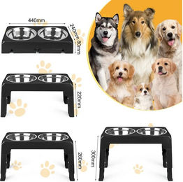 JEOBEST Futternapf Hundenapf, Höhenverstellbar, mit 2 Edelstahl-Schüsseln, Edelstahl, 4 Höhenverstellbare Fütterung, Gummifüße, Rutschfest – Bild 1 von 5