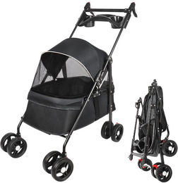 JEOBEST Hundebuggy Hundewagen Haustiere Buggy, (1-tlg), Haustierbuggy, Faltbar, Sicherheitsgurt, Getränkehalter – Bild 1 von 5