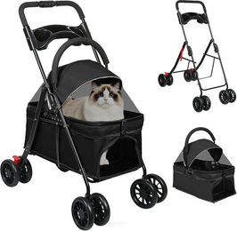 JEOBEST Hundebuggy Tragbarer Faltbar Hund Kinderwagen, Haustier Transportwagen, (360° Verschleißfeste Gummiräder, Netzfenstern)für Kleine Hunde & Katz – Bild 1 von 5