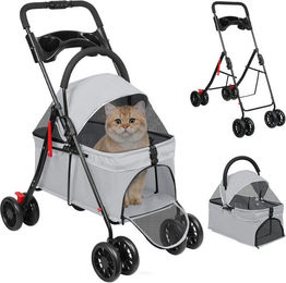 JEOBEST Hundebuggy Tragbarer Faltbar Hund Kinderwagen, Haustier Transportwagen, (360° Verschleißfeste Gummiräder, Netzfenstern)für Kleine Hunde & Katz – Bild 1 von 5