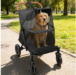 JEOBEST Hundebuggy XL Hundewagen, Faltbarer Hundetrolley, mit 4 Rädern, Netzfenster, Jogger Buggy für Haustiere, Große Hunde bis 30 kg, Oxford – Bild 1 von 5