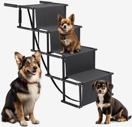 Produktbild von JEOBEST Hunderampe Tiertreppe 4 Stufen Einstiegshilfe