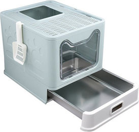 Produktbild von JEOBEST Katzentoilette Geschlossenes Katzenklo mit Dach, Rostfreier Edelstahl-Schublade, Anti-Streu-Design, Katzenklo-Schaufel, für Katzen bis 15kg