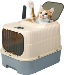 JEOBEST Katzentoilette, Katzenklo Geruchskontrolle mit Schaufel & Schublade,für Katzen bis12kg – Bild 1 von 5