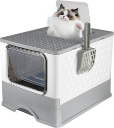 Produktbild von JEOBEST Katzentoilette Katzenklo mit Deckel, Geschlossene Katzentoilette,Ausziehbares Tablett, Geruchlose Katzentoilette mit Aktivkohlefilter, Streuschaufel,Reinigen