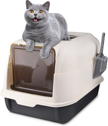 Produktbild von JEOBEST Katzentoilette Katzenklo mit Schaufel, Toilet, Offene Toilette, Hoher Abnehmbarer Rand, Für große Katzen, Kätzchen 36 x 51 x 34cm