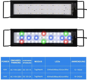 Produktbild von Jibenhome LED Aquariumleuchte 45 cm Vollspektrum mit Tag/Nacht-Modus