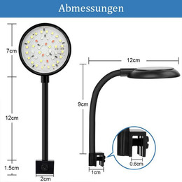 Produktbild von Jibenhome LED Aquariumleuchte 7W Clip-On mit 3 Modi und 10 Dimmstufen
