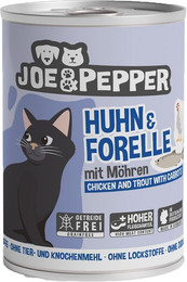 Produktbild von Joe & Pepper Cat Huhn & Forelle mit Möhren - 6 x 400 g