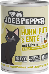 Produktbild von Joe & Pepper Cat Huhn, Pute & Ente mit Erbsen - 6 x 400 g