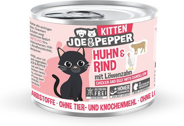 Produktbild von Joe & Pepper Cat Kitten Huhn & Rind mit Löwenzahn - 6 x 200 g