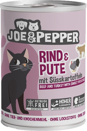 Produktbild von Joe & Pepper Cat Rind & Pute mit Süßkartoffeln - 6 x 400 g