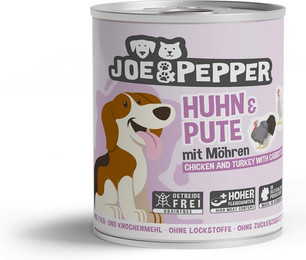 Produktbild von Joe & Pepper Dog Huhn & Pute mit Möhren - 12 x 800 g