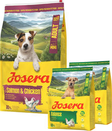 Produktbild von JOSERA Mini Adult Salmon and Chicken glutenfreies Futter mit Soße für kleine Hunderassen 10 kg + 2x900g GRATIS
