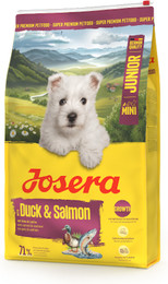 Produktbild von Josera Mini Junior Duck & Salmon Hundetrockenfutter 5 x 900 Gramm