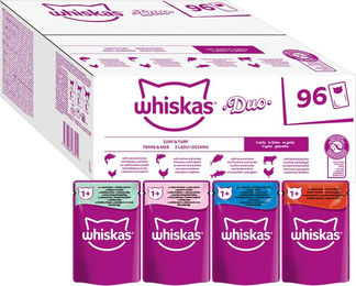 Produktbild von Jumbopack WHISKAS DUO Portionsbeutel 96 x 85 g - Surf & Turf in Gelee