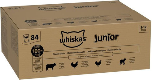 Produktbild von Jumbopack Whiskas Junior Frischebeutel 84 x 85 g - Klassische Auswahl in Sauce