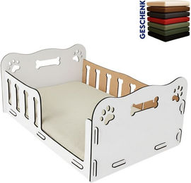 Jungengel Hundebett Hundeliege Holz Indoor Hunde-Schlafplatz mit Kissen 52x32x20 cm, Erhältlich in 10x Farben, Einfacher Aufbau - Stecksystem, inkl. Kissen – Bild 1 von 5