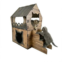 Produktbild von Jungengel Katzenliege XL Katzenhaus Katzenhäuschen Katzenhütte Stecksystem Katzenbett, 2-Stöckig, Einfache Montage, Bietet genügend Platz für eine Katze