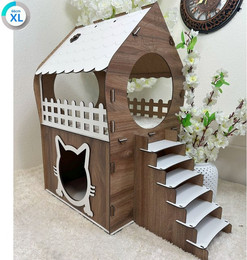 Produktbild von Jungengel Tierhaus Zweistöckiges Katzenhaus aus MDF