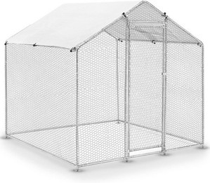 Produktbild von Juskys Freigehege HLS25T aus Metall 4 m² begehbar mit Tür und Regenschutzplane