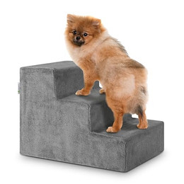 Produktbild von Juskys Haustiertreppe Timmy 36 cm mit 3 Stufen und waschbarem Plüschbezug