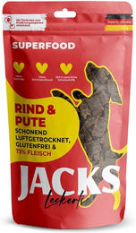 Produktbild von JACKS Splitter Soft Rind & Pute Getreidefreies Trockenfleisch 90g - 90 g