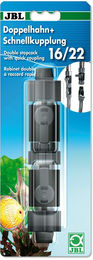 JBL Doppelhahn mit Schnellkupplung 16/22 für Aquarienfilter aus Kunststoff – Bild 1 von 8