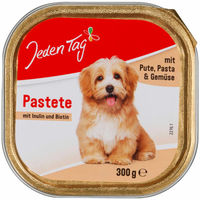 Produktbild von Jeden Tag Hund Feine Pastete Pute mit Pasta und Gemüse 300g Schale