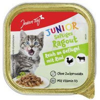 Produktbild von Jeden Tag Katzen Nassfutter Junior Ragout Geflügel und Rind mit Stückchen in Sauce