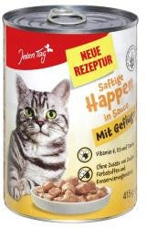 Produktbild von Jeden Tag Katzen Nassfutter Saftige Happen mit Geflügel in Sauce für adulte Katzen 420g