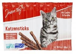Jeden Tag Katzen Sticks Lachs und Forelle Leckerli 10x5g – Bild 1 von 3