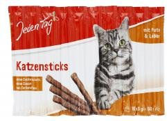 Jeden Tag Katzensticks Pute und Leber Crunchy Leckerli für erwachsene Katzen 50g – Bild 1 von 4