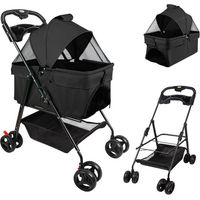 Produktbild von JEOBEST 2in1 Hundebuggy mit Transportbox und Tasche für kleine bis mittlere Hunde, Schwarz, wasserdicht und faltbar