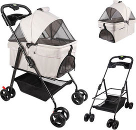 JEOBEST 2in1 Hundebuggy und Transportbox für kleine bis mittlere Hunde Grau wasserabweisend faltbar – Bild 1 von 3