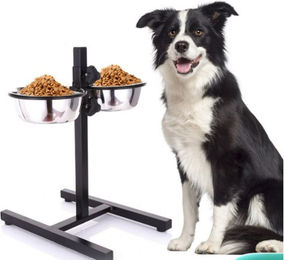 JEOBEST Futterstation für Hunde mit höhenverstellbarem Napfständer aus Edelstahl 1,8 L Rutschfest – Bild 1 von 5