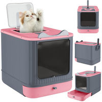 Produktbild von JEOBEST Haubentoilette für Katzen mit Deckel, Schaufel und Aktivkohlefilter, Rosa