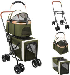 JEOBEST Hundebuggy Doppelkorb-Hundewagen mit Belüftungsnetz aus Oxford-Gewebe für kleine Hunde und erwachsene Tiere – Bild 1 von 3