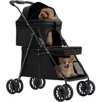 Produktbild von JEOBEST Hundebuggy Doppelter Haustierkinderwagen für Hunde und Katzen aus Oxford-Gewebe Schwarz bis 30 kg