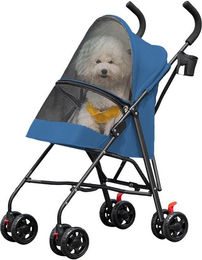JEOBEST Hundebuggy für kleine Hunde und Katzen mit Moskitonetz und Becherhalter, faltbarer Hundewagen für alle Altersstufen – Bild 1 von 3