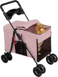 JEOBEST Hundebuggy und Katzenbuggy für kleine und mittelgroße Hunde und Katzen aus Oxford-Gewebe in Rosa, faltbarer Hundetrolley mit 360 Grad Rollen – Bild 1 von 5